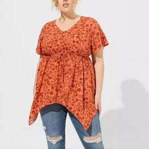 Torrid Orange Floral Blouse